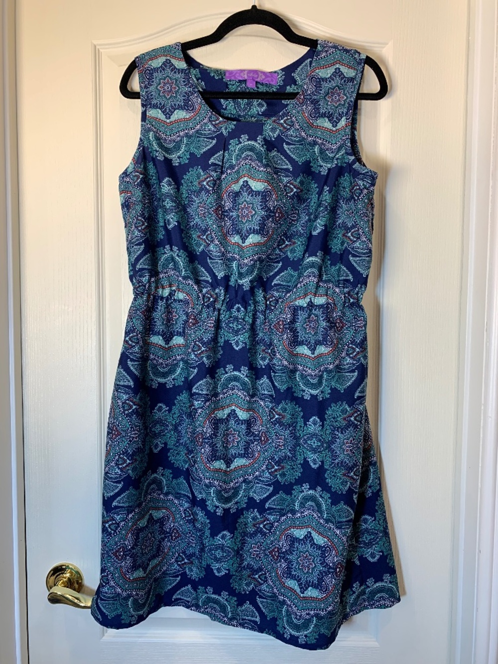 Lightweight Sleeveless Dress Size 14 Blue Turquoise Paisley Mandala Summer